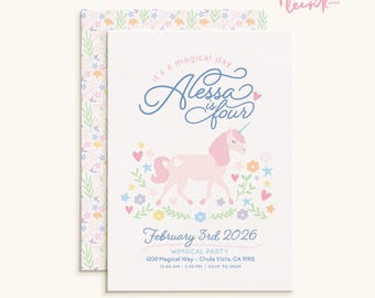 Unicorn Birthday Invitation | Pastel Rainbow, Whimsical Party (Digital Invitation)