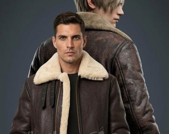 Chaqueta de cuero inspirada en Resident Evil de Leon S. Kennedy - Disfraz hecho a mano