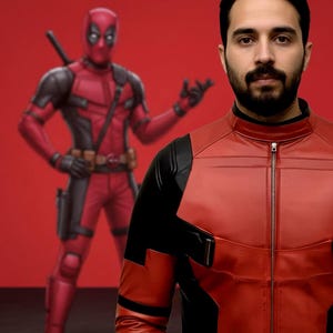 Ryan Reynolds Deadpool-inspirerad röd handgjord läderjacka