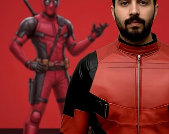 Rayn Reynolds Deadpool inspirierte rote handgefertigte Lederjacke