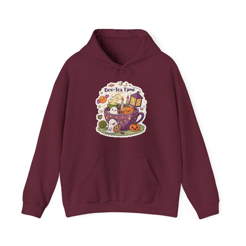 Boo-Tea Time Ghost Tea Party Halloween Hoodie, Funny Spooky Season Hoodie, Quirky Halloween Gift image 4