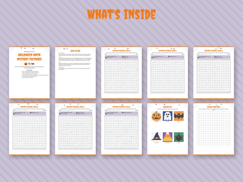Halloween Math Mystery Pictures, Color by Number Worksheets K-4 (Digital Download) image 4