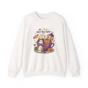 Boo-Tea Time Ghost Tea Party Halloween Sweatshirt, Funny Spooky Season Sweatshirt, Quirky Halloween Gift bild 1