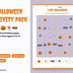 Halloween-activiteitenpakket voor kinderen, printbare Halloween-activiteiten (digitale download) afbeelding 1