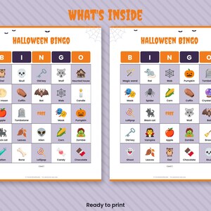 Halloween Picture Bingo for Kids, 30 Unique Cards, Classroom Party Game (Digital Download) image 2