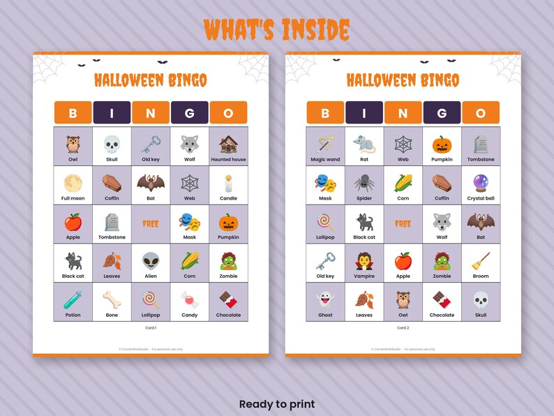 Halloween Picture Bingo for Kids, 30 Unique Cards, Classroom Party Game (Digital Download) image 2