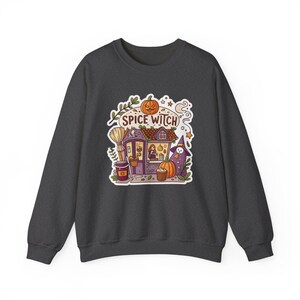 Spice Witch Pumpkin Spice Coffee Shop Halloween Sweatshirt, Funny Spooky Season Sweatshirt, Quirky Halloween Gift Bild 5