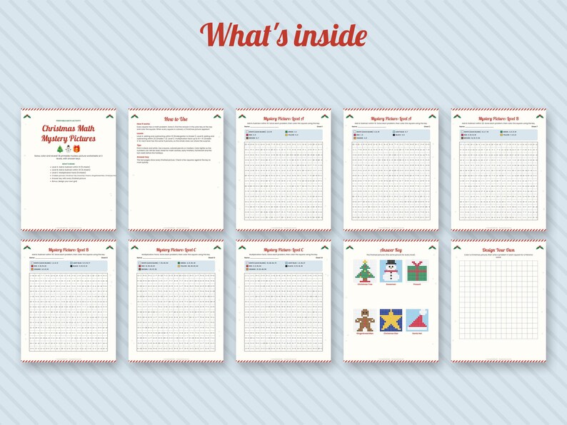 Kerstwiskunde raadselplaatjes, kleurplaten op nummer voor groep 1 t/m 4 (digitale download) afbeelding 4