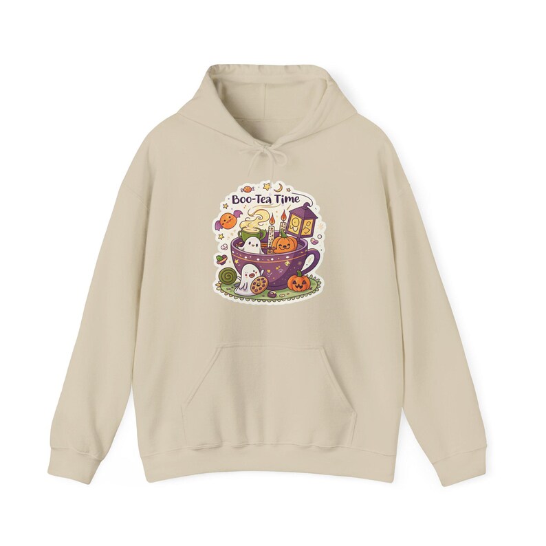 Boo-Tea Time Ghost Tea Party Halloween Hoodie, Funny Spooky Season Hoodie, Quirky Halloween Gift image 3