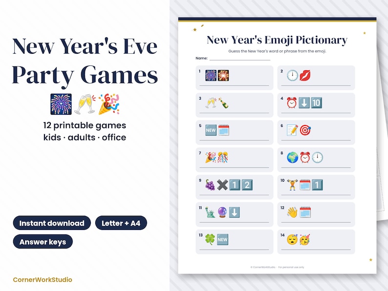 2027 New Year's Eve Party Games Bundle, Printable Trivia (Digital Download) image 1