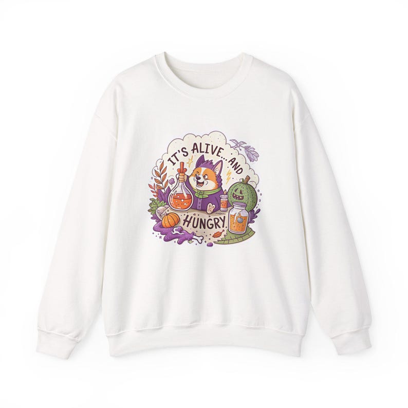 Sudadera de Halloween "Frankencorgi está vivo y hambriento", sudadera divertida para la temporada de Halloween, regalo original para Halloween. imagen 1
