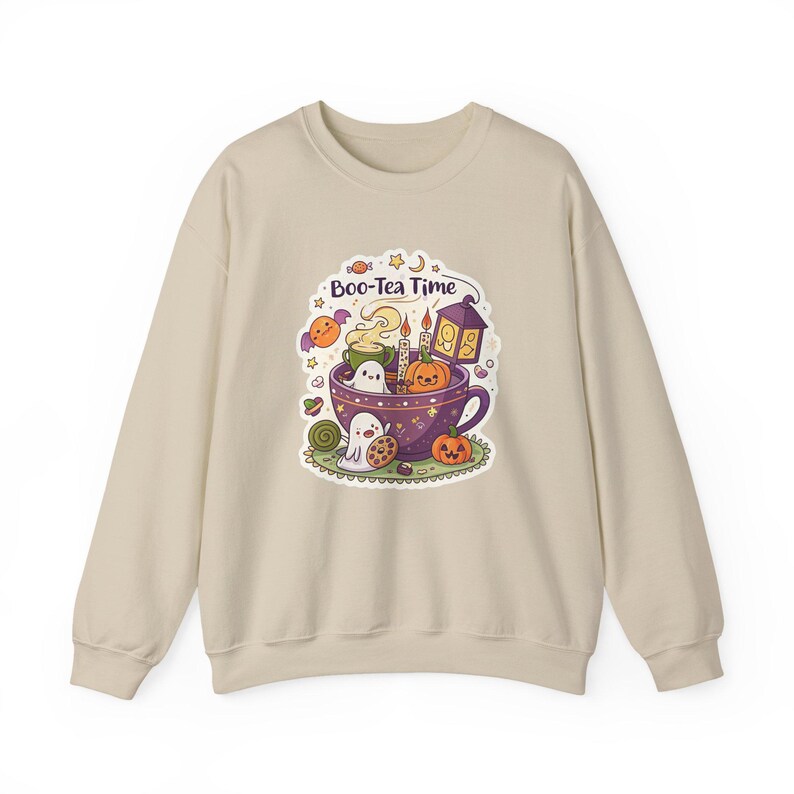 Boo-Tea Time Ghost Tea Party Halloween Sweatshirt, Funny Spooky Season Sweatshirt, Quirky Halloween Gift bild 3