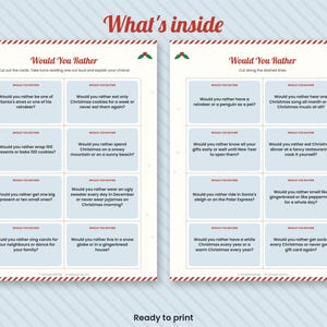 Christmas Would You Rather Cards, Family Conversation Game (Digital Download) image 2