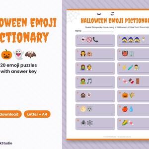 Halloween Emoji Pictionary Game, Printable Party Quiz with Answers (Digital Download) image 1