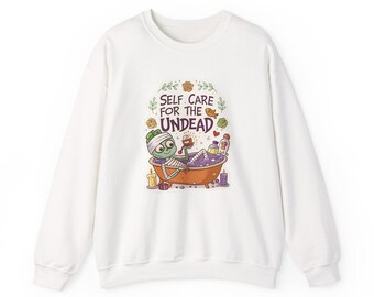 Self Care For The Undead Mummy Spa Halloween Sweatshirt, Funny Spooky Season Sweatshirt, Quirky Halloween Gift