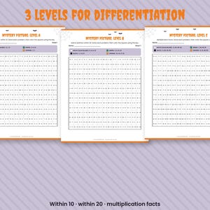 Halloween Math Mystery Pictures, Color by Number Worksheets K-4 (Digital Download) image 3