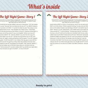 Kerstspel Links Rechts, 3 printbare verhalen, cadeautjes uitwisselen (digitale download) afbeelding 2