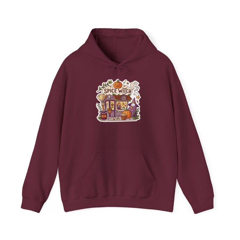 Spice Witch Pumpkin Spice Coffee Shop Halloween Hoodie, Funny Spooky Season Hoodie, Quirky Halloween Gift imagen 4