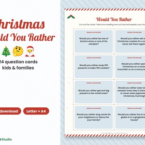 Christmas Would You Rather Cards, Family Conversation Game (Digital Download) image 1