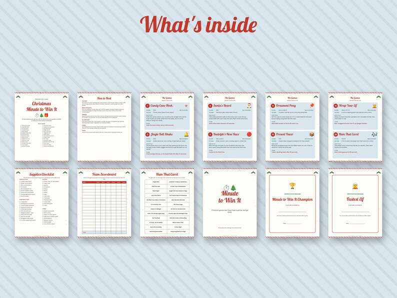 30 Christmas Minute to Win It Games, Festive Party Challenges (Digital Download) image 2