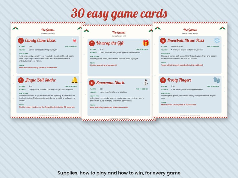 30 Christmas Minute to Win It Games, Festive Party Challenges (Digital Download) image 3