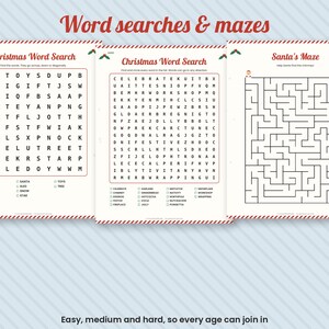 Christmas Activity Pack for Kids, Printable Word Search, Mazes, Letter to Santa (Digital Download) image 4
