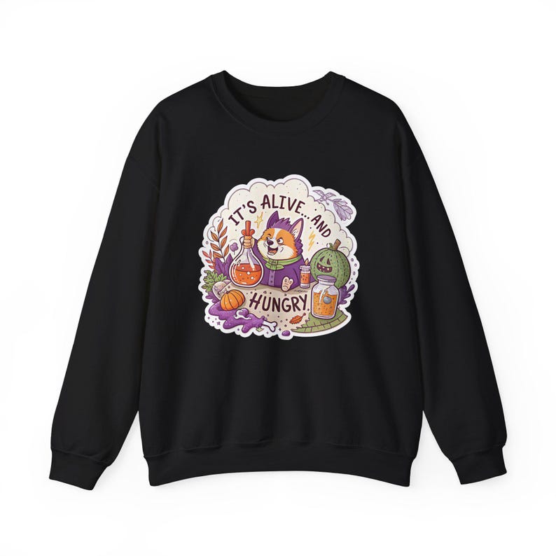 Sudadera de Halloween "Frankencorgi está vivo y hambriento", sudadera divertida para la temporada de Halloween, regalo original para Halloween. imagen 2