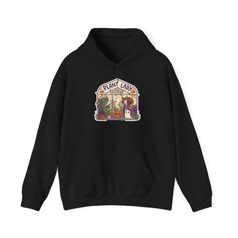 Plant Lady Boo Haunted Greenhouse Halloween Hoodie, Funny Spooky Season Hoodie, Quirky Halloween Gift image 2