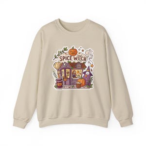 Spice Witch Pumpkin Spice Coffee Shop Halloween Sweatshirt, Funny Spooky Season Sweatshirt, Quirky Halloween Gift Bild 3