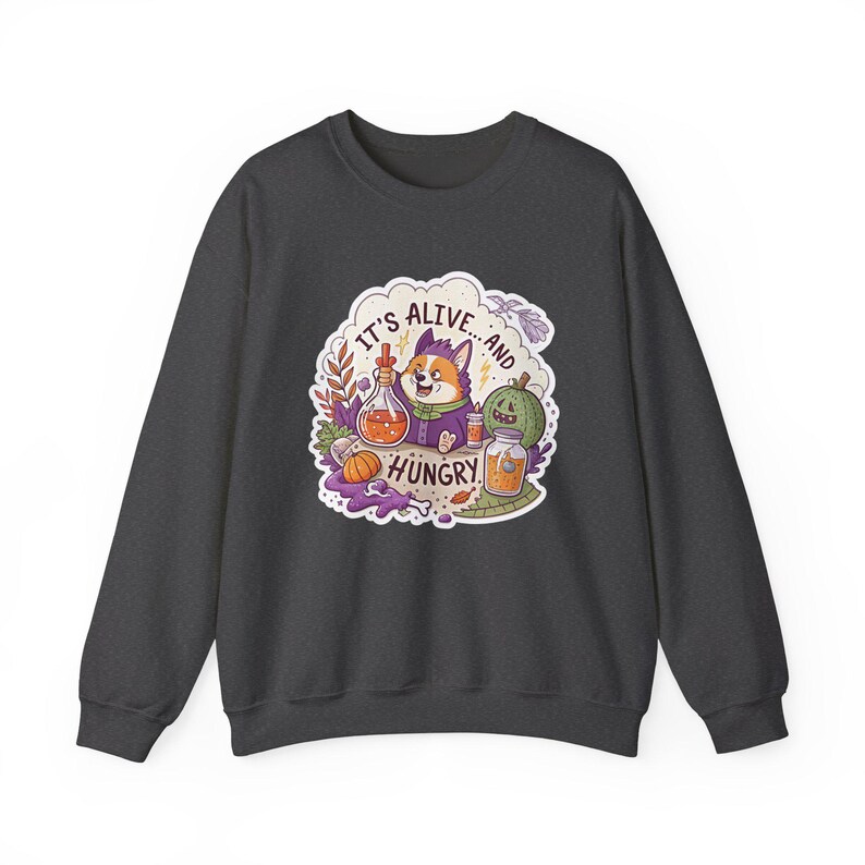 Sudadera de Halloween "Frankencorgi está vivo y hambriento", sudadera divertida para la temporada de Halloween, regalo original para Halloween. imagen 5