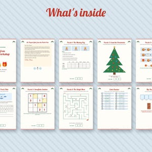 Weihnachtliches Escape Room für Kinder, druckbares Familienspiel, Flucht aus der Weihnachtswerkstatt (Digitaler Download) Bild 2