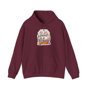 Self Care For The Undead Mummy Spa Halloween Hoodie, Funny Spooky Season Hoodie, Quirky Halloween Gift image 4