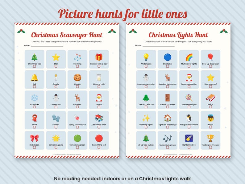 Christmas Scavenger Hunt for Kids, Printable Party Game (Digital Download) image 3