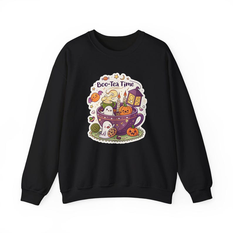 Boo-Tea Time Ghost Tea Party Halloween Sweatshirt, Funny Spooky Season Sweatshirt, Quirky Halloween Gift bild 2