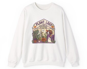 Plant Lady Boo Haunted Greenhouse Halloween Sweatshirt, Funny Spooky Season Sweatshirt, Quirky Halloween Gift