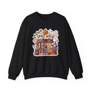 Spice Witch Pumpkin Spice Coffee Shop Halloween Sweatshirt, Funny Spooky Season Sweatshirt, Quirky Halloween Gift Bild 2