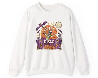 Batty Disco Dancing Bats Halloween Sweatshirt, Funny Spooky Season Sweatshirt, Quirky Halloween Gift