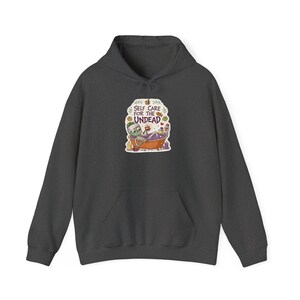 Self Care For The Undead Mummy Spa Halloween Hoodie, Funny Spooky Season Hoodie, Quirky Halloween Gift image 5