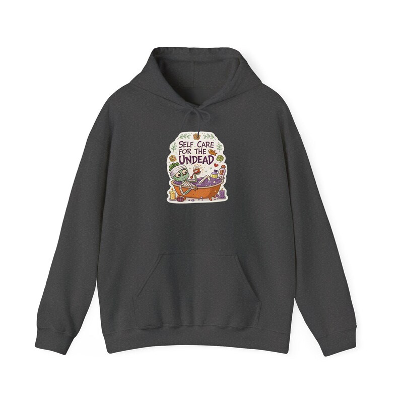 Self Care For The Undead Mummy Spa Halloween Hoodie, Funny Spooky Season Hoodie, Quirky Halloween Gift image 5