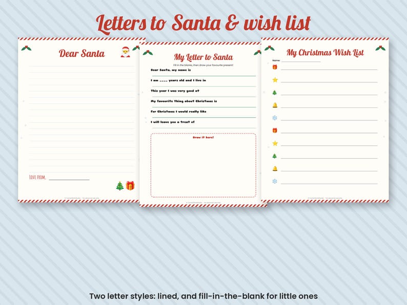 Christmas Activity Pack for Kids, Printable Word Search, Mazes, Letter to Santa (Digital Download) image 3