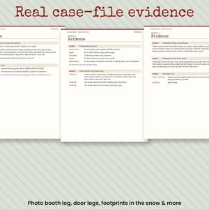 Printbaar kerstmoordmysteriespel, detectivedossier, kerstfeestspel voor volwassenen, los de misdaad op, escape room afbeelding 3