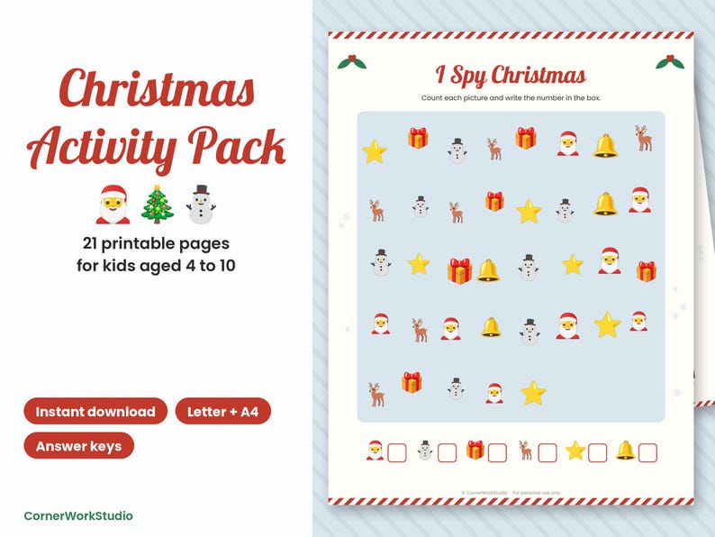 Christmas Activity Pack for Kids, Printable Word Search, Mazes, Letter to Santa (Digital Download) image 1