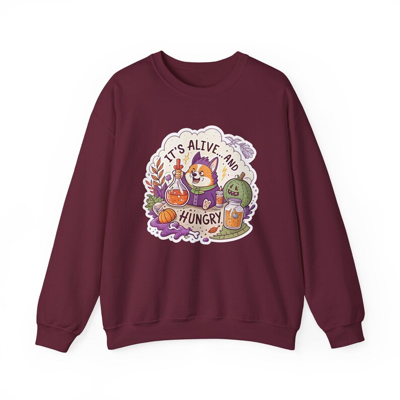 Sudadera de Halloween "Frankencorgi está vivo y hambriento", sudadera divertida para la temporada de Halloween, regalo original para Halloween. imagen 4