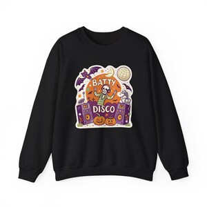 Batty Disco Dancing Bats Halloween Sweatshirt, Funny Spooky Season Sweatshirt, Quirky Halloween Gift Bild 2