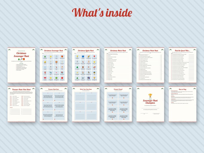 Christmas Scavenger Hunt for Kids, Printable Party Game (Digital Download) image 2