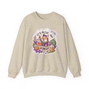 Sudadera de Halloween "Frankencorgi está vivo y hambriento", sudadera divertida para la temporada de Halloween, regalo original para Halloween. imagen 3