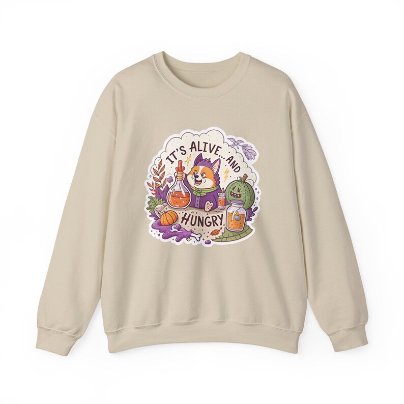 Sudadera de Halloween "Frankencorgi está vivo y hambriento", sudadera divertida para la temporada de Halloween, regalo original para Halloween. imagen 3