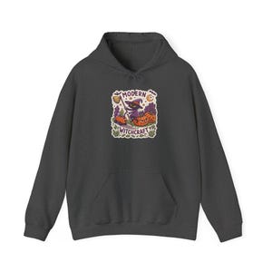 Modern Witchcraft Cat Robot Vacuum Halloween Hoodie, Funny Spooky Season Hoodie, Quirky Halloween Gift image 5
