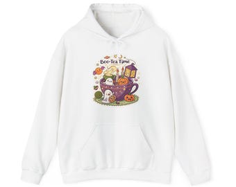 Boo-Tea Time Ghost Tea Party Halloween Hoodie, Funny Spooky Season Hoodie, Quirky Halloween Gift