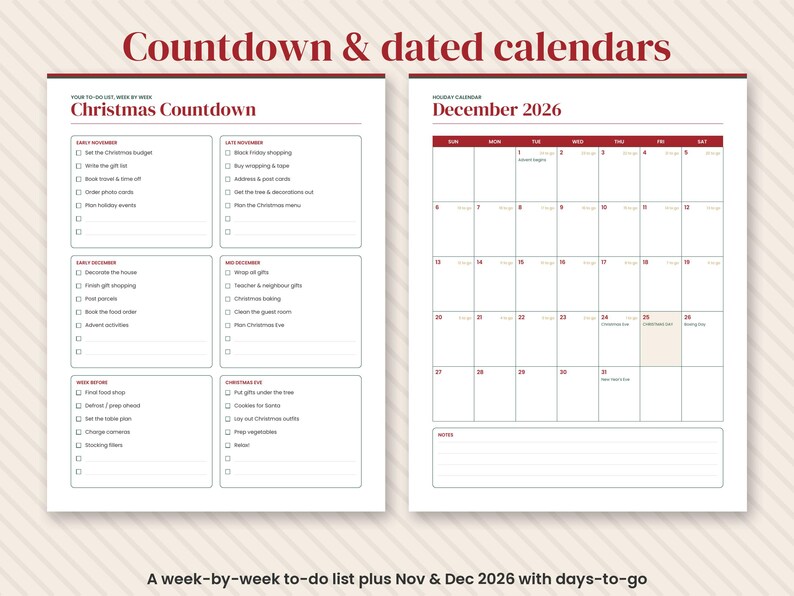 2026 Christmas Planner Printable, Holiday Budget, Gift Tracker, Menu (Digital Download) image 4